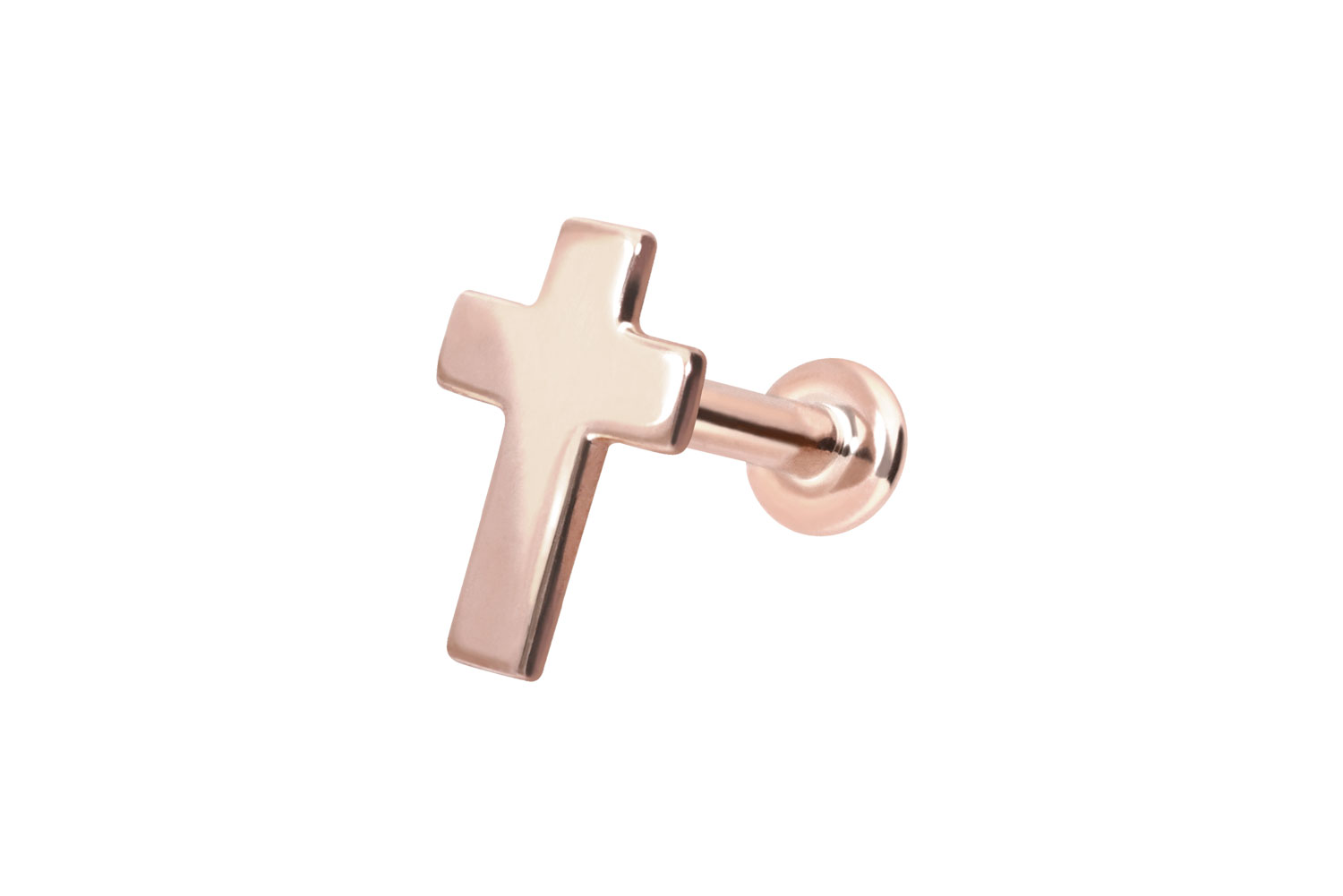 14 Karat Gold Labret Piercing mit Push Fit KREUZ